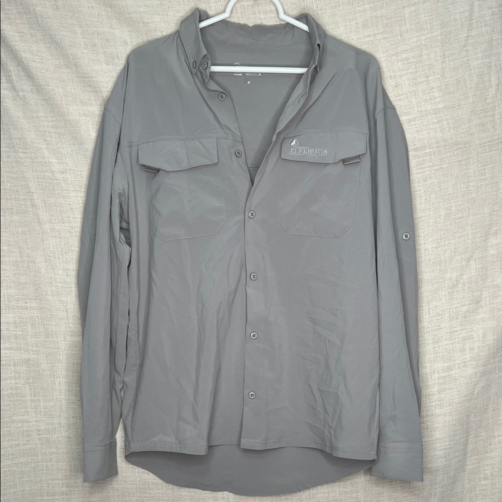 Mossy Oak Elements Men's Gray Button-Up Coolcore … - image 1